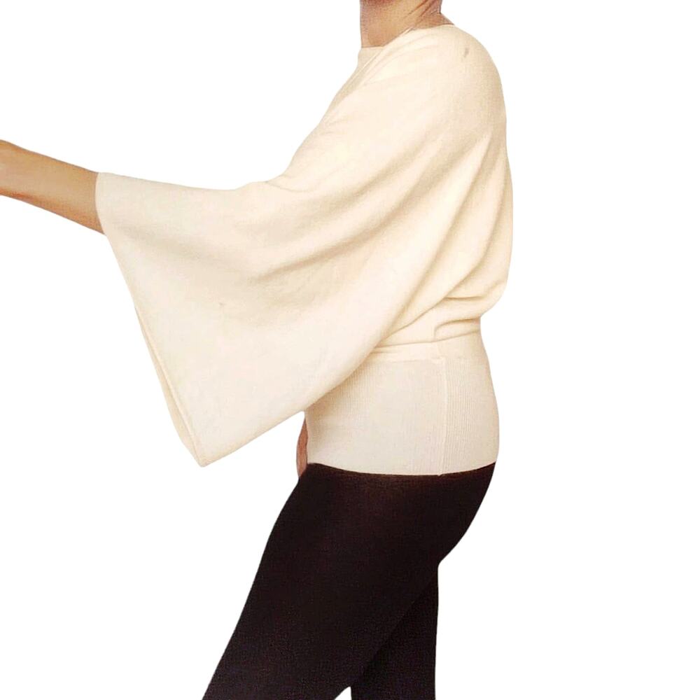 MINNIE ROSE cashmere dolman boatneck wide sleeve sweater in cream Size XS - Picture 3 of 10